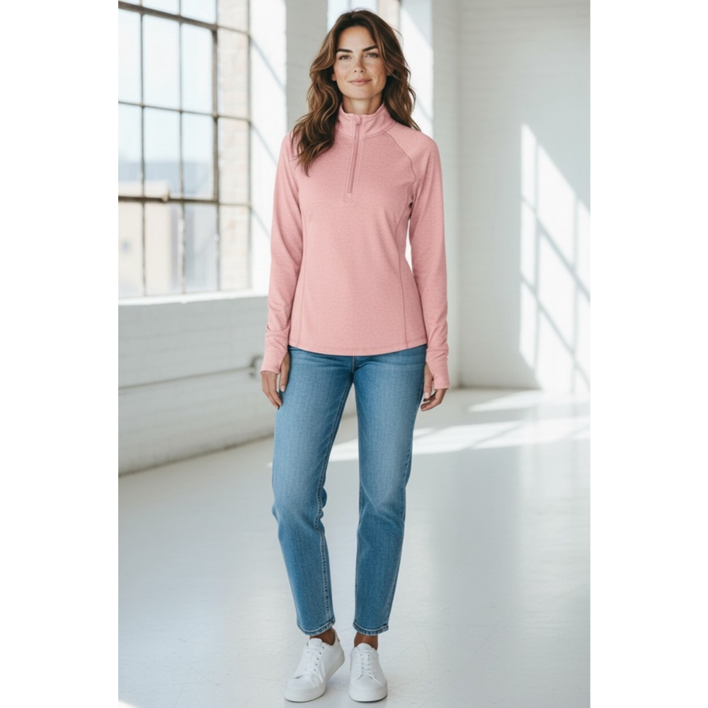 Women's Calia Pink Long Sleeve 1/2 zip Shirt Size M
